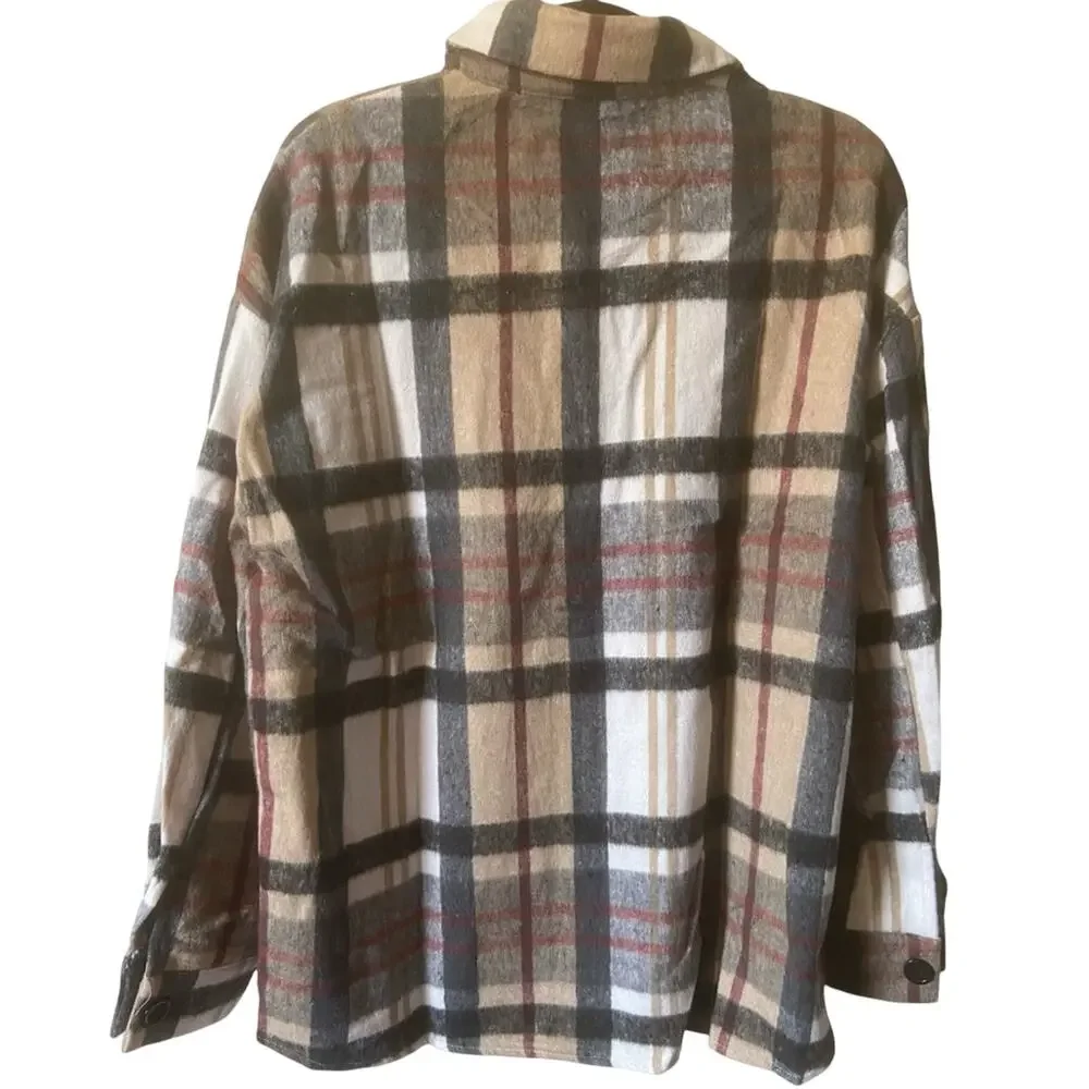 Just in-time for fall weather! SHEIN plaid in browns, red & black. NWOT - Picture 2 of 2